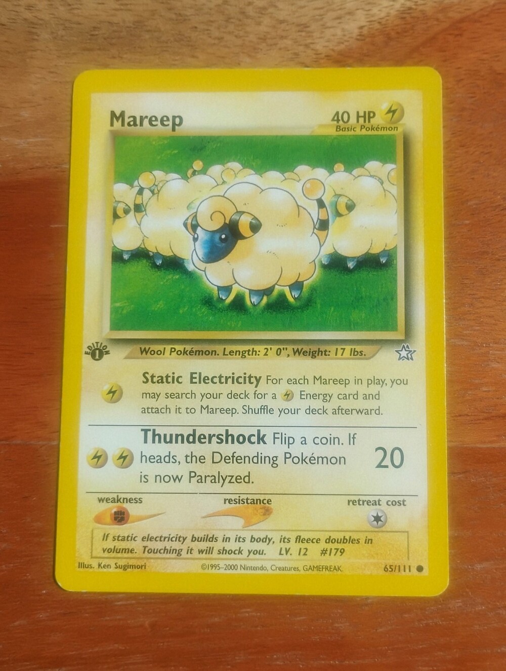 LP WOTC 2000 1st Edition Mareep 65/111 Neo Genesis Set Pokemon Card